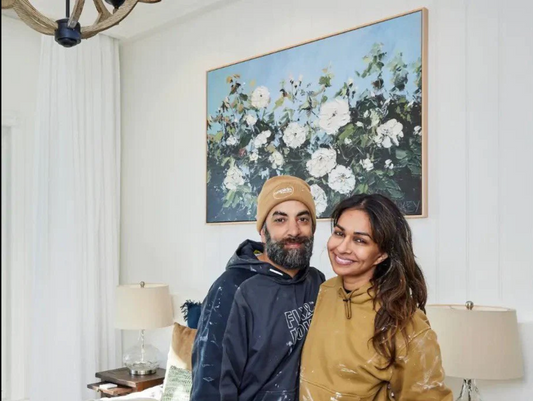 Sharon & Ankyr’s Winning Guest Bedroom featuring Garden Walk 2 Print
