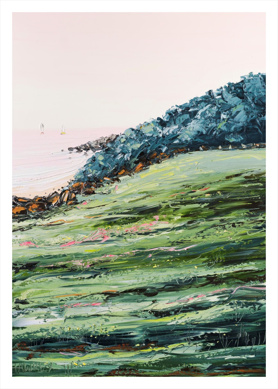 Burleigh Hill Beach - Fine Art Print - Gold Coast Gallery Of ArtAngela Hawkey