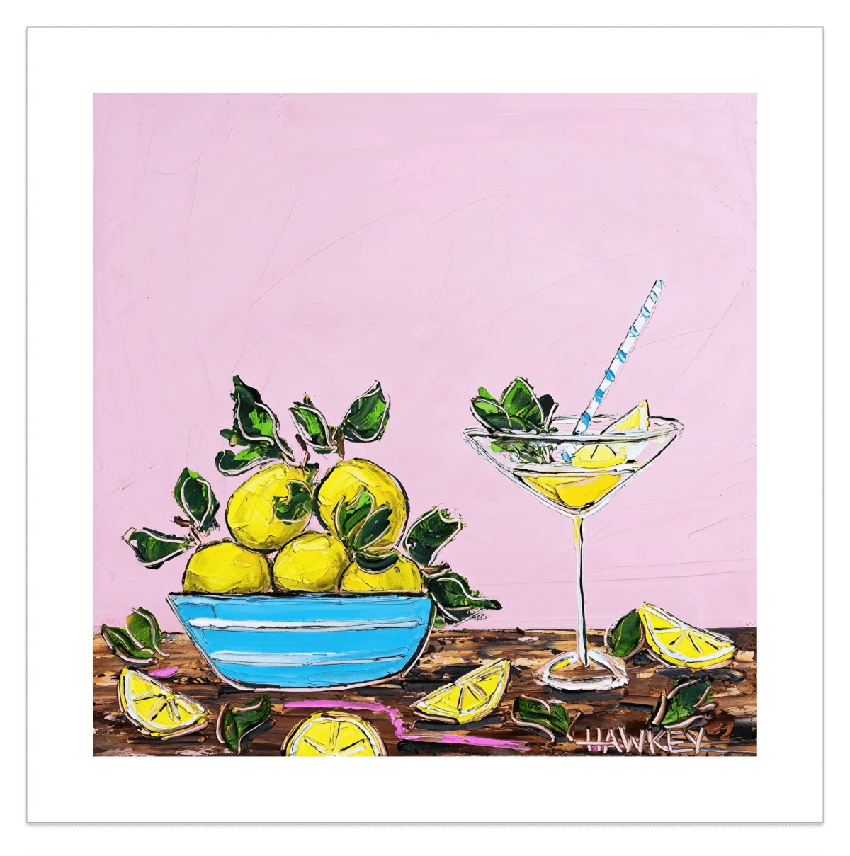 Lemon Bowl And Cocktail - Fine Art Print - Gold Coast Gallery Of ArtAngela Hawkey
