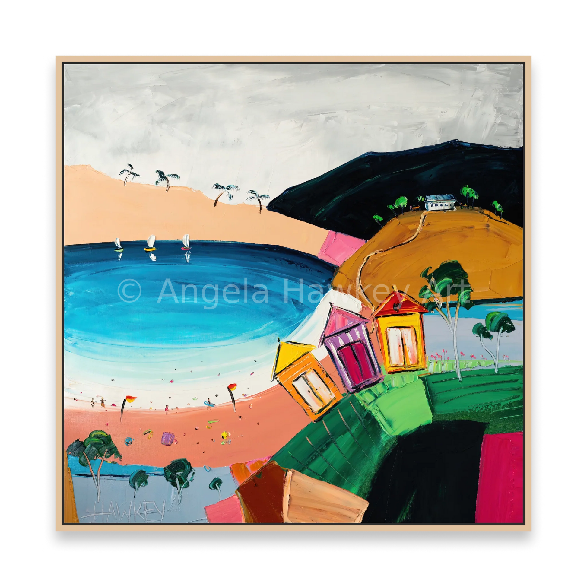 Beach Huts - Fine Art Print - Gold Coast Gallery Of ArtAngela Hawkey