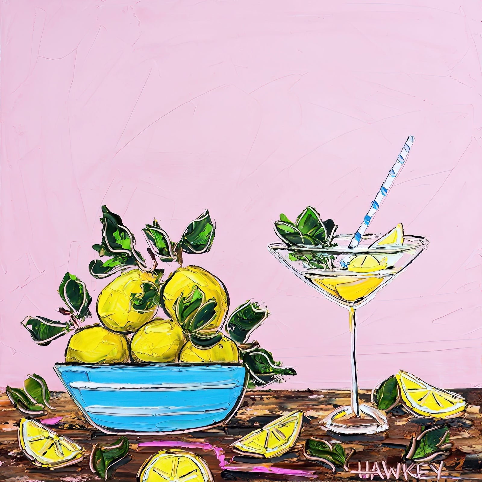 Lemon Bowl And Cocktail - Fine Art Print - Gold Coast Gallery Of ArtAngela Hawkey
