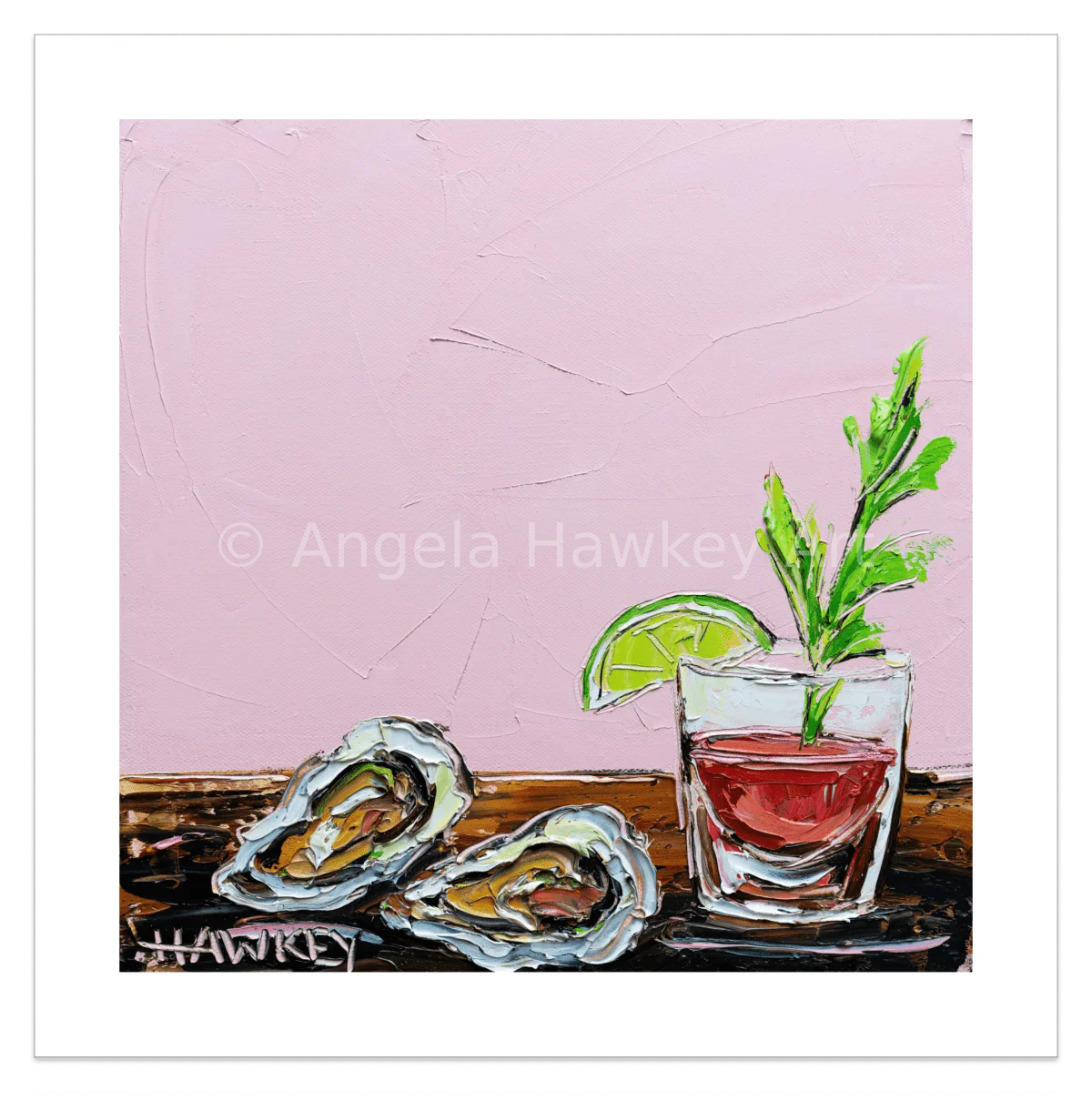 Oysters And Cocktail - Fine Art Print - Gold Coast Gallery Of ArtAngela Hawkey